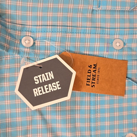 NWT Field & Stream Men's S Fishing Outdoor Short Sleeve Button-Up Plaid Blue - Picture 4 of 11